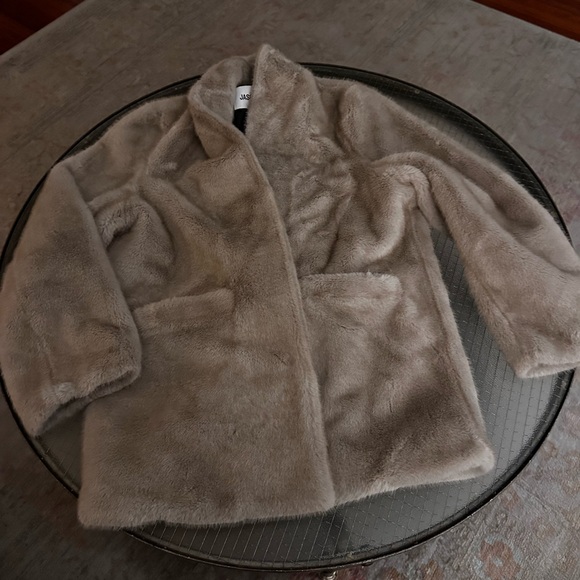 Jason Wu Collection Faux Fur Teddy Coat Ivory Wheat Stand Collar Sz M $425 - Picture 8 of 12